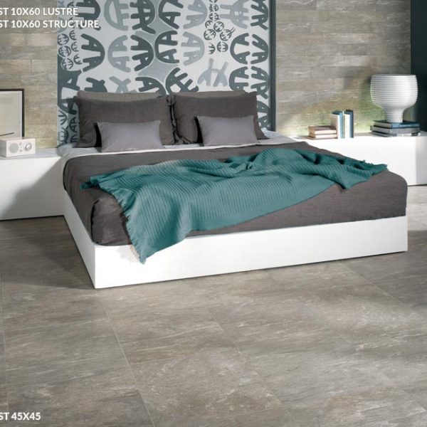 Cast 45x45 Lustre Structure 10x60 - Carrelage effet Pierre