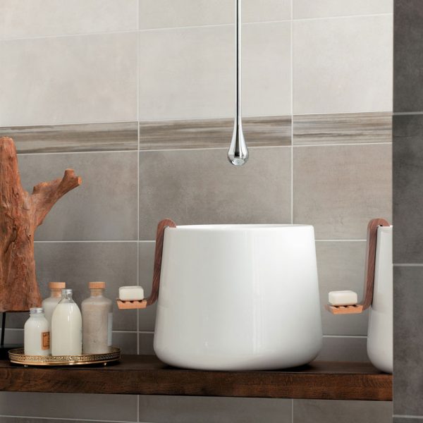 Faïence Azimut Foncé, Neutre et Clair 22,5x45, Listel Licorne 7x45