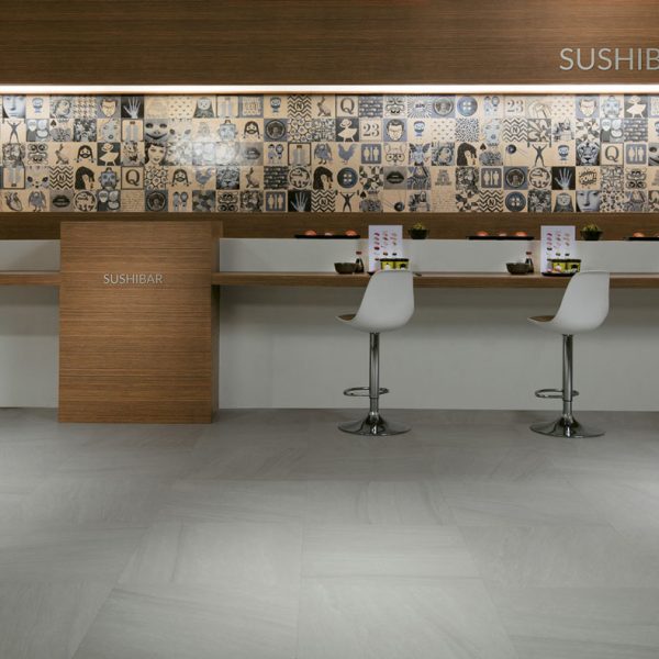 Jasper Gris 60x60 & Indigo Decor Mix - Carreaux pour Restaurants