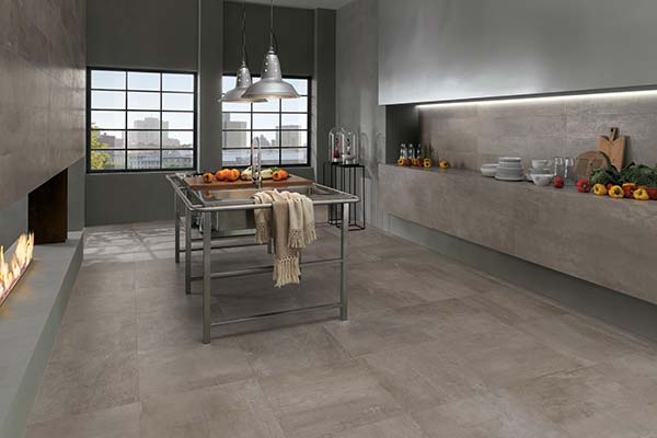 Imitation concrete tile kitchen