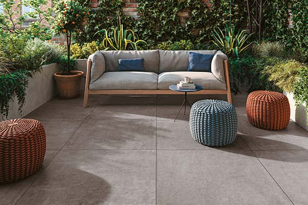 Cement-look terrace tiles