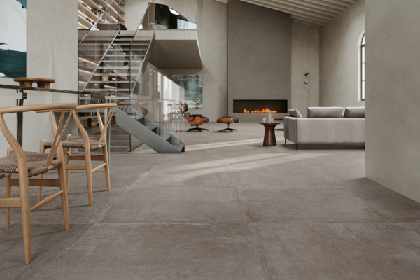 Carrelage taupe salon