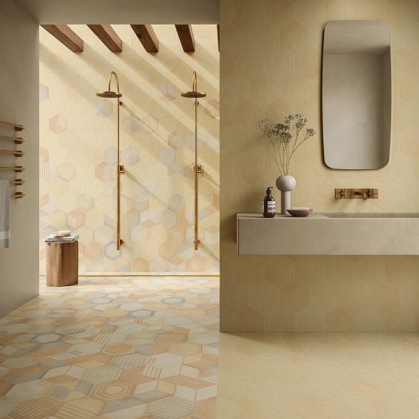 Carrelage hexagonal beige Osmose Geom Clair Mix Osmose Sable Novoceram