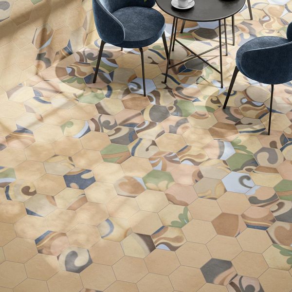 Carrelage hexagonal sol Osmose Sable Osmose Floral
