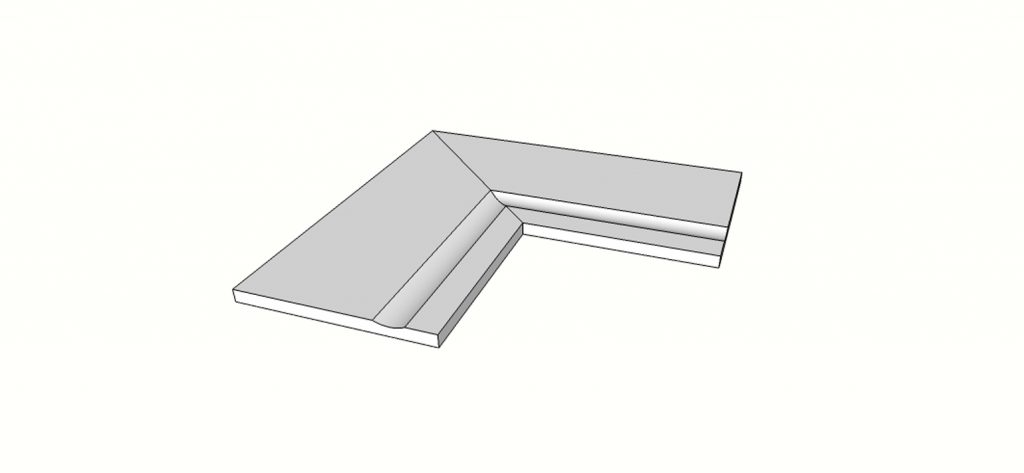Margelle évasé bord rectiligne angle int. complet (2 pièces) <span style="white-space:nowrap;">30x60 cm</span>   <span style="white-space:nowrap;">ép. 20mm</span>