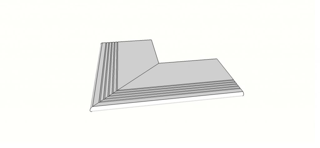 Margelle bord évasé arrondi (1/2 rond) angle int. complet (2 pièces) <span style="white-space:nowrap;">30x60 cm</span>   <span style="white-space:nowrap;">ép. 20mm</span>