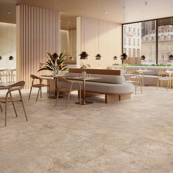 Carrelage 120x120 aspect travertin Tiber Novoceram