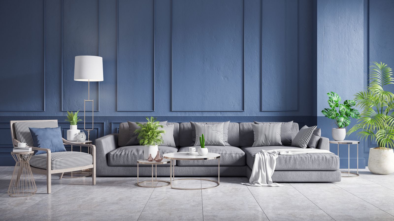 salon bleu amenagement