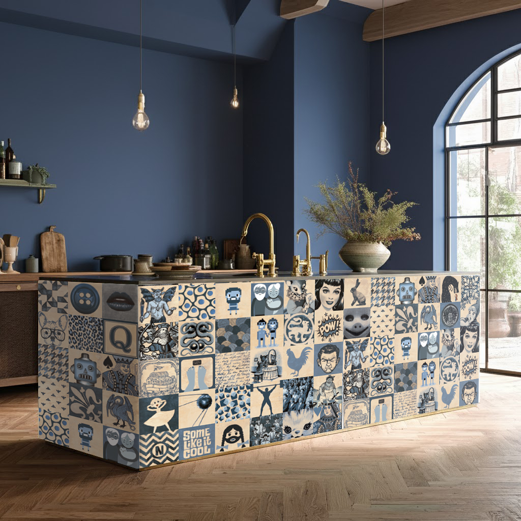 Ile de cuisine carrelage Indigo de novoceram 