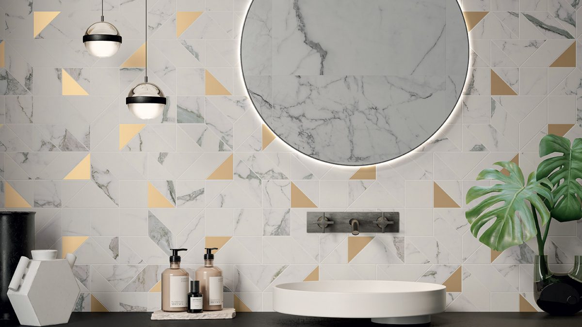 Effet marbre dans la salle de bain contemporaine