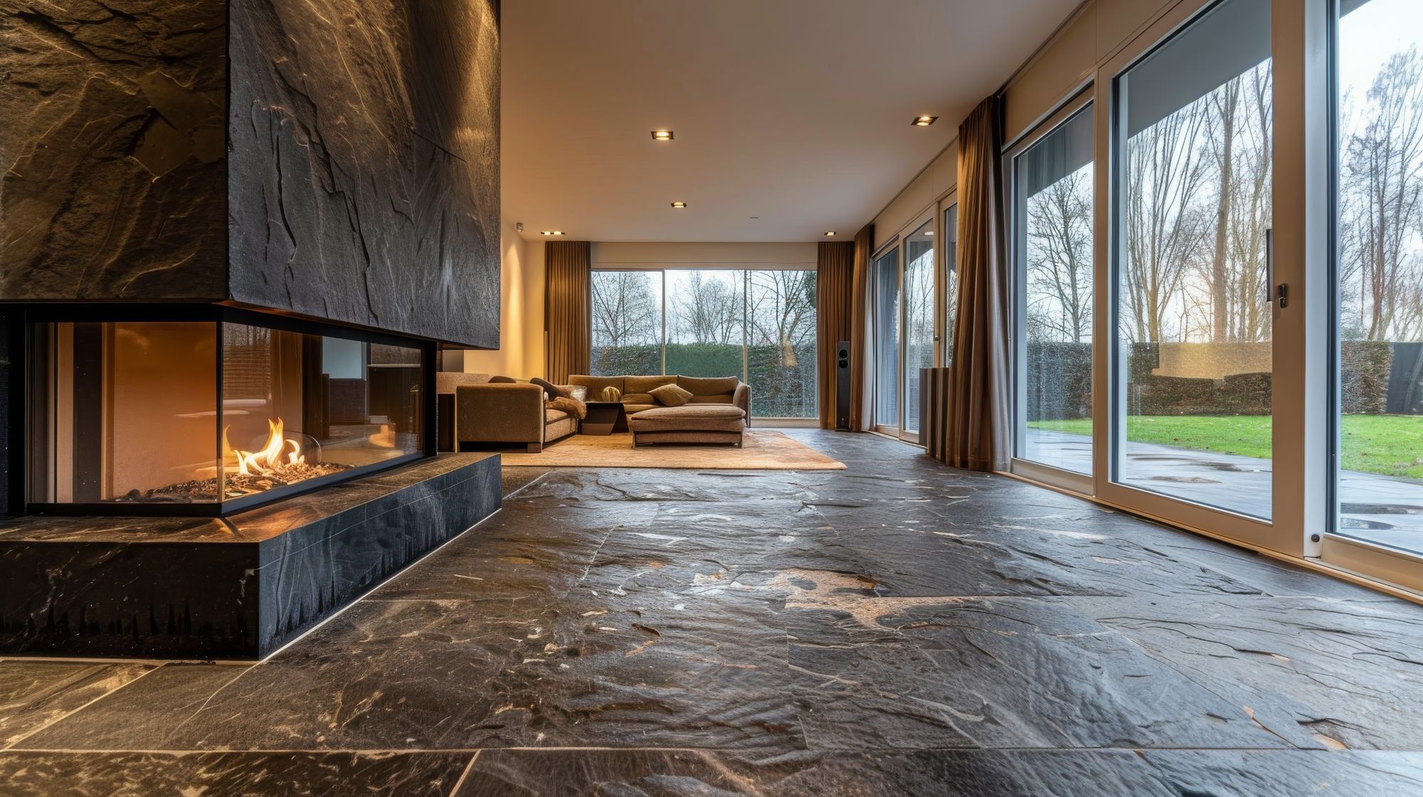 carrelage grès cérame grand format effet pierre pour style rustique