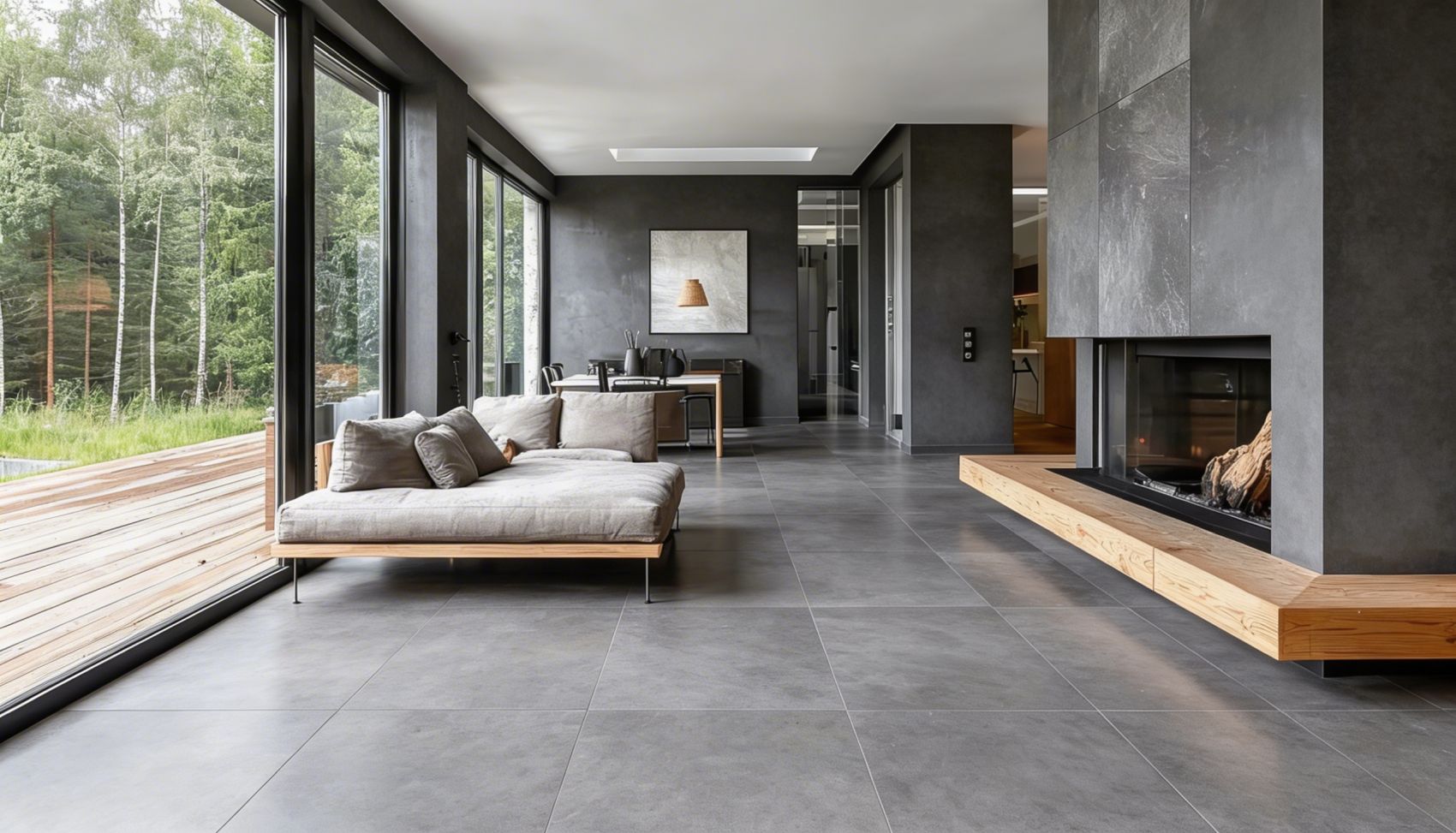 carrelage grès cérame grand format effet pierre pour style rustique