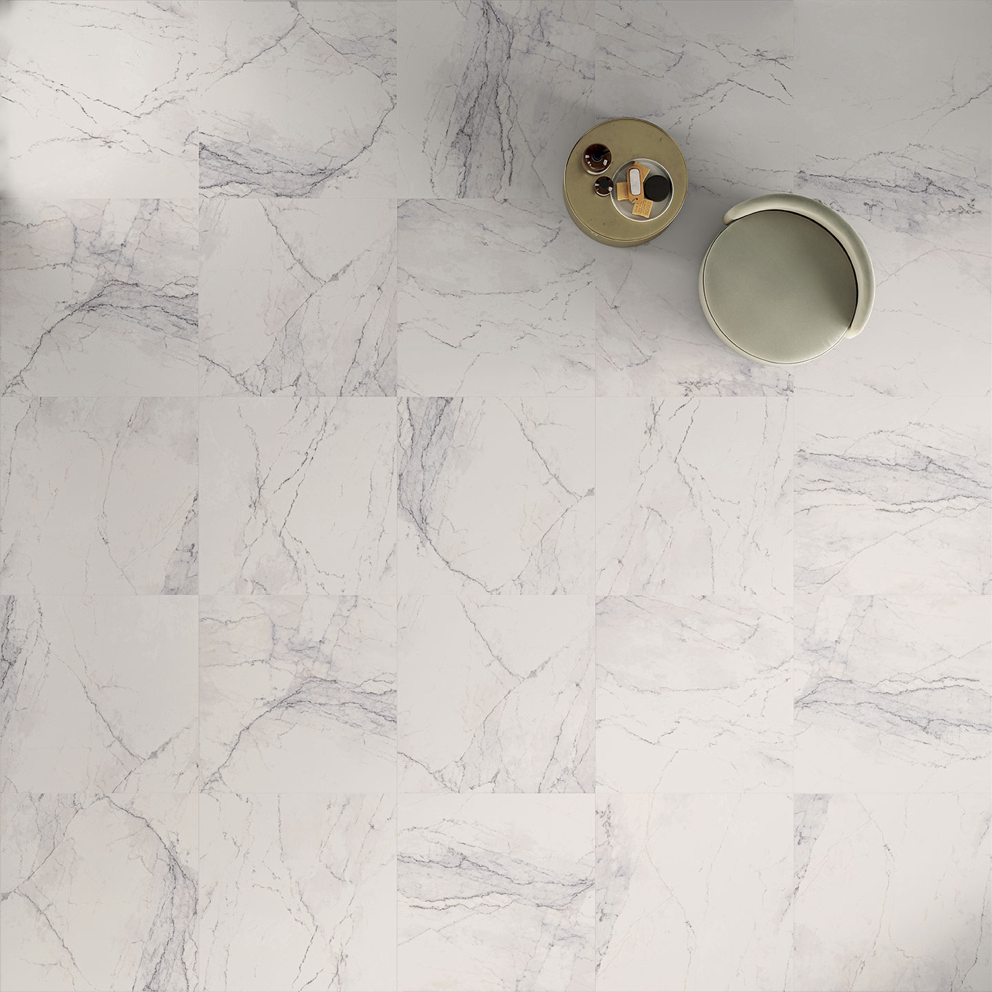 vue zenitale carrelage effet marbre salle de bain minimaliste Adage Novoceram