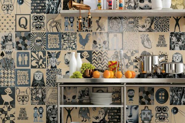 Tegels met behang look