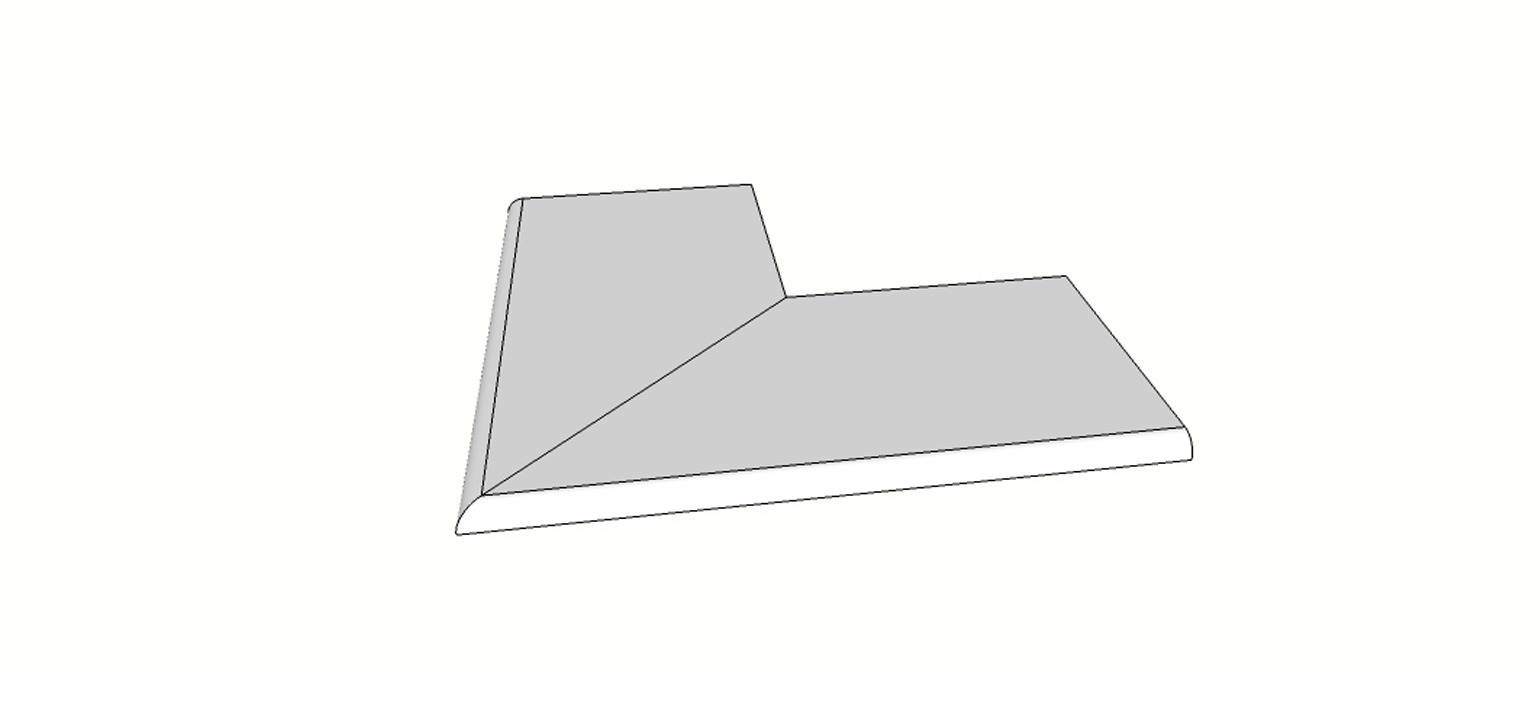 Margelle arrondie (1/4 rond) angle ext. complet (2 pièces) <span style="white-space:nowrap;">26x80 cm</span> &nbsp; <span style="white-space:nowrap;">ép. 20mm</span>