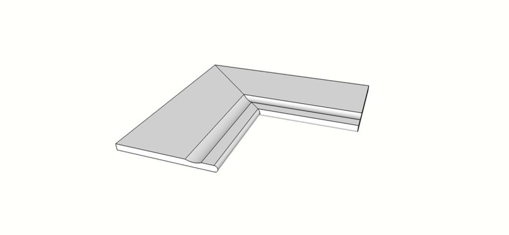 Margelle bord évasé rectiligne angle ext. complet (2 pièces) <span style="white-space:nowrap;">30x60 cm</span> &nbsp; <span style="white-space:nowrap;">ép. 20mm</span>