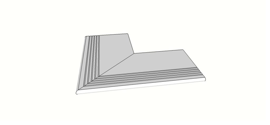 Margelle bord antidérapant arrondi (1/4 rond) angle ext. complet (2 pièces) <span style="white-space:nowrap;">30x60 cm</span> &nbsp; <span style="white-space:nowrap;">ép. 20mm</span>