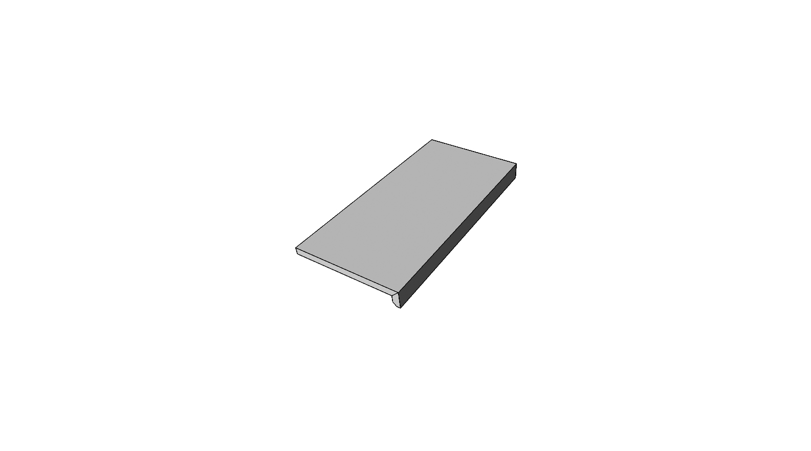 Bord en L descendant collé bord rectiligne <span style="white-space:nowrap;">30x60x5 cm</span> &nbsp; <span style="white-space:nowrap;">ép. 20mm</span>