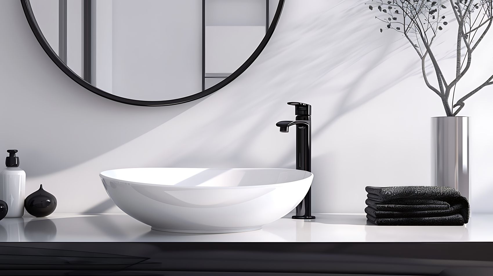 salle de bain design robinetterie noir